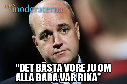 Reinfeldt kom på ny kampanjslogan på söndagen.