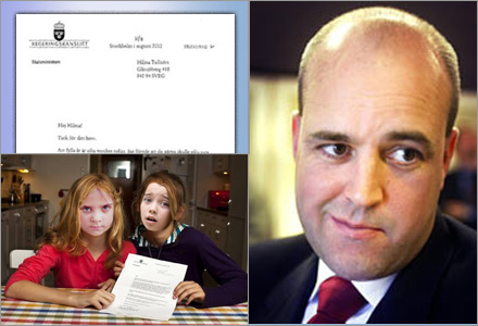 Reinfeldt svarar gärna på brev till blivande väljare.