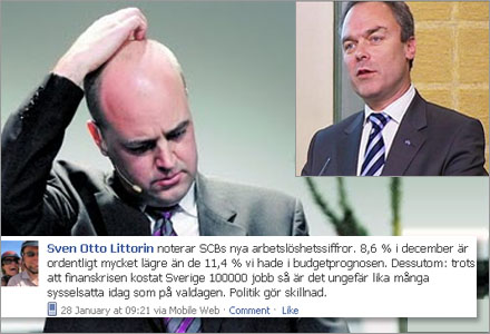 Både Fredrik Reinfeldt och arbetsmarknadsminister Sven-Otto Littorin använde sig av den felaktiga jämförelsen.