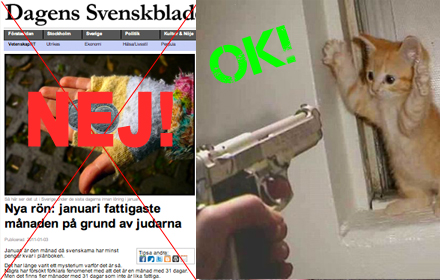 Svenskbladet slutar med satiren och letar roliga bilder istället.