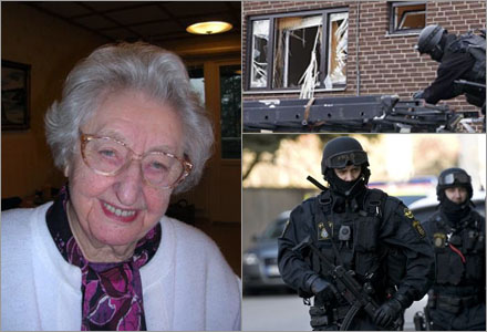 Sara Svärdsén 95 år trodde det var "rymdinvasion" när polisen kom in via ett fönster.