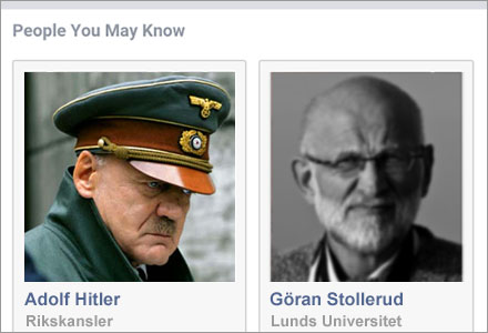 Enligt Facebooks algoritmer är Hitler din nya kompis. Enligt Facebooks algoritmer är Hitler din nya kompis.