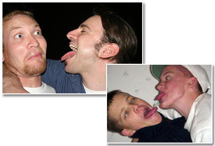 87% av killarna i festfoton d�r killar har tungan ute �r �ppet eller hemligt homosexuella.