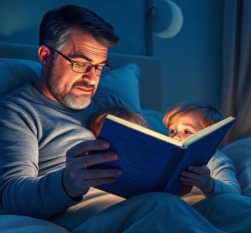 Magnus Bergkvist läste högt för barnen ur jättejättetråkig bok.