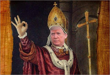 Påve Trumpus Donaldus är en omdiskuterad person.