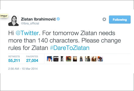 Bild: Zlatans Twitterkonto Bild: Zlatans Twitterkonto